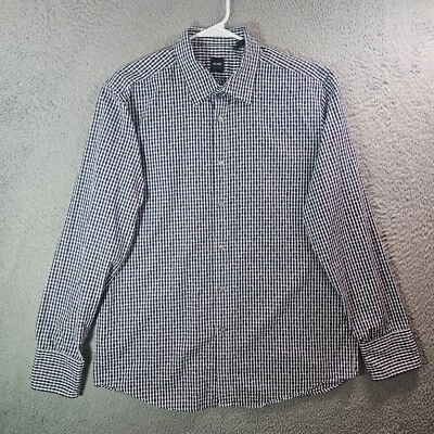 Boss Hugo Boss Shirt Men XL Button Up Long Sleeve Pattern Black White Plaid - Image 1 of 4