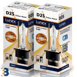 2 x D2S Genuine LUNEX 4300K XENON BULB P32d-2 Original 35W 4300K Colour Match+50 - Picture 1 of 1