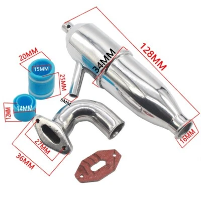 For HSP 1:10 Nitro Engine RC Car Aluminum Metal Exhaust Pipe Parts Universal - Image 1 of 4