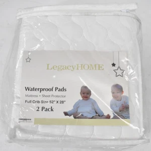 Legacy Home Waterproof Toddler Mattress Pads Full Crib Size 2 Pack White 52"x28" - Picture 1 of 7