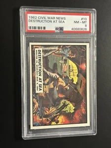 1962 Topps Civil War News #10 PSA 8 Destruction at Sea - Picture 1 of 3