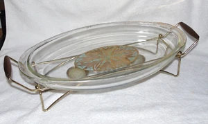 Pyrex Mid Century Large Platter Turquoise With Warming Stand RARE - Picture 1 of 20