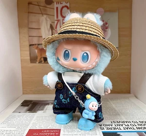 Cute Denim Outfit for Labubu – Handmade Blue Floral Set with Hat (Gen 1/2/3) - Picture 1 of 2