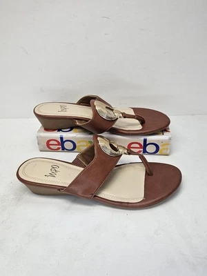 Impo Women's Ronna Brown Thong Wedge Sandals Shoes 6M - Image 1 of 4