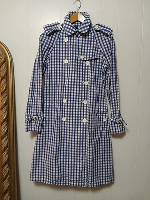 Gabardina para mujer Burberry Gingham azul algodón EE. UU. 6 doble botonadura LEER  Foto 1 de 4