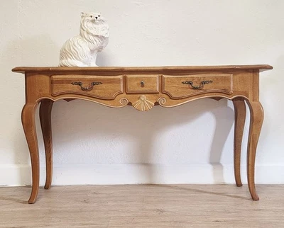 Mesa consola francesa Ethan Allen Country, mesa sofá de granja vintage, 26-9201 Foto 1 de 4