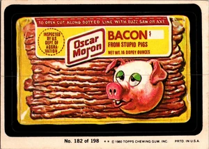 1980 Topps Wacky Packages Series 3 #182 Oscar Moron Bacon Sticker - Picture 1 of 2