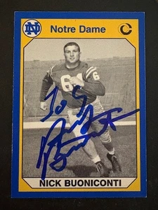 1990 Collegiate Collection Notre Dame #112 Nick Buoniconti In Person Autograph - Bild 1 von 2