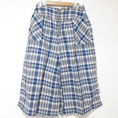 Pantalones anchos umii 908 45R patrón a cuadros cintura cordón talla 3 azul mujer USADOS Foto 1 de 4