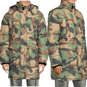 HUDSON JEANS Camo Quilted & Hooded Parka Puffer Men’s Winter Coat Size Small - Picture 1 of 16