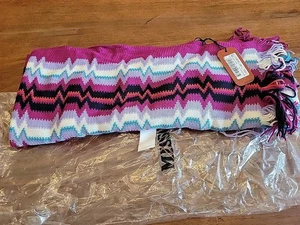NWT MISSONI UNISEX SCARF ITALY PURPLE ORANGE LBL 100%WOOL - Picture 1 of 8