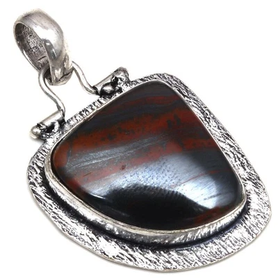 Colgante Hierro Ojo de Tigre Piedras Preciosas Regalo Para Ella Joyería Plata 2" Foto 1 de 4