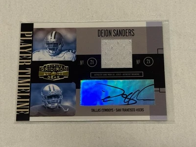 Donruss Gridiron Gear Patch Deion Sanders 2006 línea de tiempo automática/50 49ers H.O.F  Foto 1 de 2