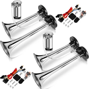 2 Pack 12V 150 Db Loud Air Horn Kit for Truck Boats Car with Air Compressor and - Picture 1 of 7