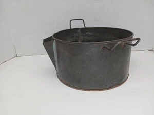 Antique Copper Bottom Candy Chocolate Cottage Cheese Skimming Pot w/ Low Spout - Picture 1 of 6