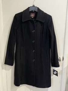 Anne Klein Wool w Cashmere Blend Long Sleeve Black Coat Women’s Size 6 - Picture 1 of 6