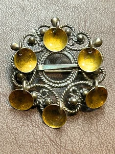 Vintage Norwegian Solje Sterling Silver 925 Wedding Dangle Filigree Brooch - Picture 1 of 4