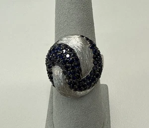 EFFY BH Silver Ring Blue Sapphire 2.45 CT’s Size 7.0 W. Rhodium New With Tags - Bild 1 von 7