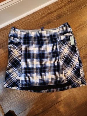 Falda a Cuadros Azul Maeve by Anthropologie con Bolsillos Talla 20W Nueva con Etiquetas Foto 1 de 4