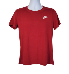 T-shirt femme Nike manches courtes DRI-FIT rouge/blanc moyen DO6912 NEUF !