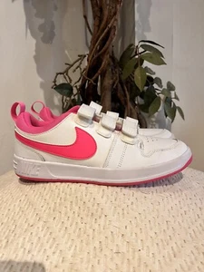 Nike Pico Kids/Youth White Pink Sneakers Size US 6Y /24cm Excellent - Picture 1 of 10