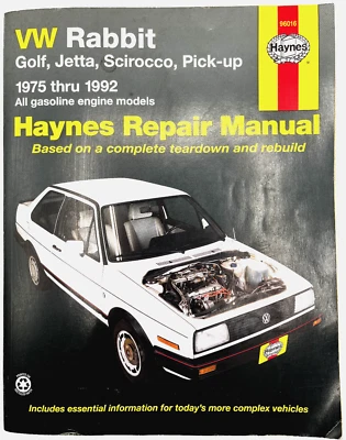 1975-92 VW RABBIT HAYNES REPAIR MANUAL Golf Jetta Scirocco Pick-Up Volkswagen - Image 1 of 4