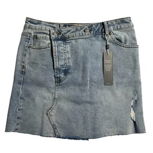 NWT Tractr Girls Overlap Flap Denim Raw Edge Mini Skirt Size 16 - Picture 1 of 8