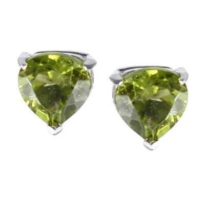 Gorgeous Green Peridot Teardrop Gemstone 925 Sterling Silver Stud Earrings Gift - Image 1 of 4