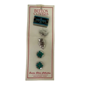 Vintage Susan Shaw Metal Button Covers Native American USA NWT OD33 - Picture 1 of 3