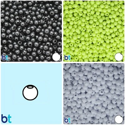 BeadTin Opaque 5mm Round Plastic Beads (700pcs) - Color choice