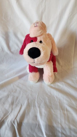 MLB Pink Texas Rangers Puppy Dog Stuffed Plush Animal 10" w Baseball Hat Cover