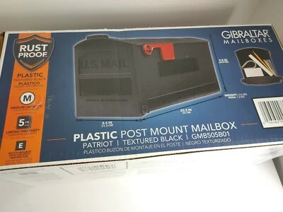 Gibraltar Plastic Post Mount Mailbox Patriot Textured Black GMB505B01 - Image 1 of 4