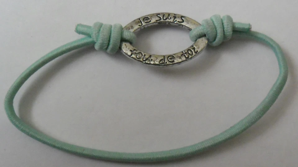 Bijou fantaisie , idée cadeau : Bracelet message vert "Je suis fou de toi"  - Photo 1/1