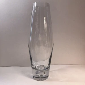 Modernist Controlled Bubble Glass Vase Hand Blown Clear Art Glass ~ 12” Tall - Picture 1 of 4