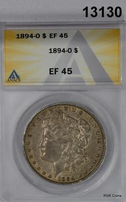 1894 O MORGAN SILVER DOLLAR ANACS CERTIFIED EF45 ORIGINAL! #13130 - Image 1 of 3