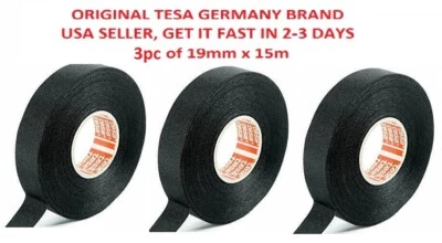 3 x Tesa Original Isoband 51608 15m X 19mm Adhesive Wiring Loom Cloth Tape  NEW  - Image 1 of 4