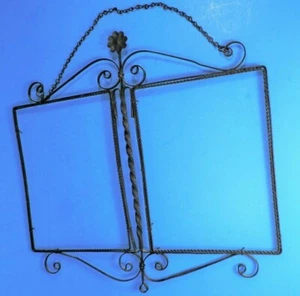 antique WIRE (SCROLL METAL) FRAME (DUAL / HANGING) - Picture 1 of 4