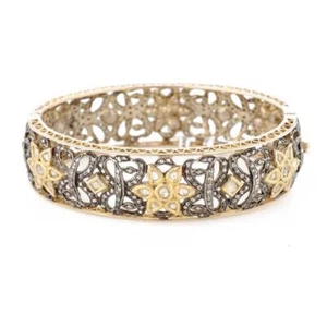 Brazalete brazalete de diamantes de 8,8 quilates de oro amarillo de 14 quilates - Imagen 1 de 3