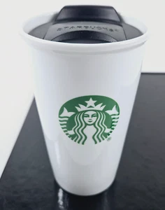 Starbucks Green and White Logo Ceramic Travel Tumbler Coffee Mug Cup 10oz - Picture 1 of 10