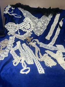 Antique &  Vintage Victorian Edwardian Lace Lace Trimmings Parts Craft Lot 1 - Picture 1 of 20