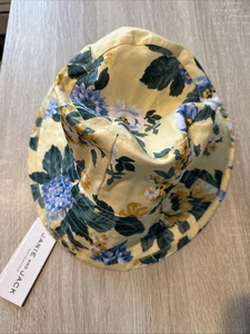 New Janie and Jack Yellow Bucket Sun Hat 6 To 8 Years Hydrangeas Floral  - Picture 1 of 5