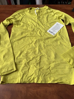 Camisa manga longa Lululemon Swiftly Tech 2.0 comprimento quadril tamanho 8 amarelo limão nova com etiquetas - Imagem 1 de 4