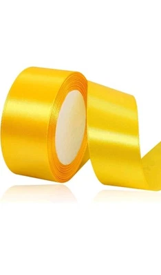 Cinta de satén amarillo 1-1/2 pulgadas x 25 yardas, cinta de tela de color liso para regalo  Foto 1 de 4