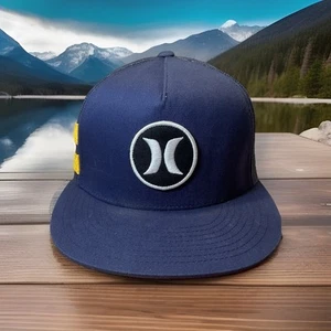 HURLEY BLOCK NAVY BLUE CAP/HAT WITH YELLOW STRIPES MESH BACK TRUCKER STYLE NEW. - Picture 1 of 13