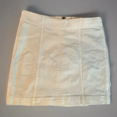 Женская мини-юбка Free People бежевая льняная из хлопковой смеси размер 10 на молнии сзади - Изображение 1 из 4