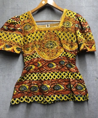 Top túnica africana sin marca multicolor estampado de ojos que todo lo ve cuello cuadrado Foto 1 de 4