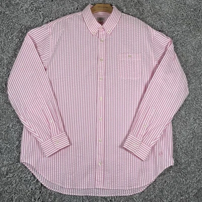 J. Peterman Button Down Shirt Men's XL Pink White Stripes Long Sleeve Preppy - Image 1 of 4