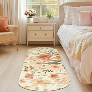 Floral Runner Rug 2x5 Oval Rug Hallway Washable Modern Oriental Flower Print ... - Picture 1 of 7