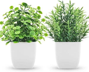 2 Pack Fake Plants Small Artificial Greenery Faux Plants Indoor for Home Farmhou - Picture 1 of 12