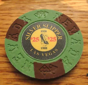 ZAPATILLA DE PLATA 1950-1988 $25 FICHA DE PÓQUER LAS VEGAS BORLAND FANTASY CASINO - Imagen 1 de 4